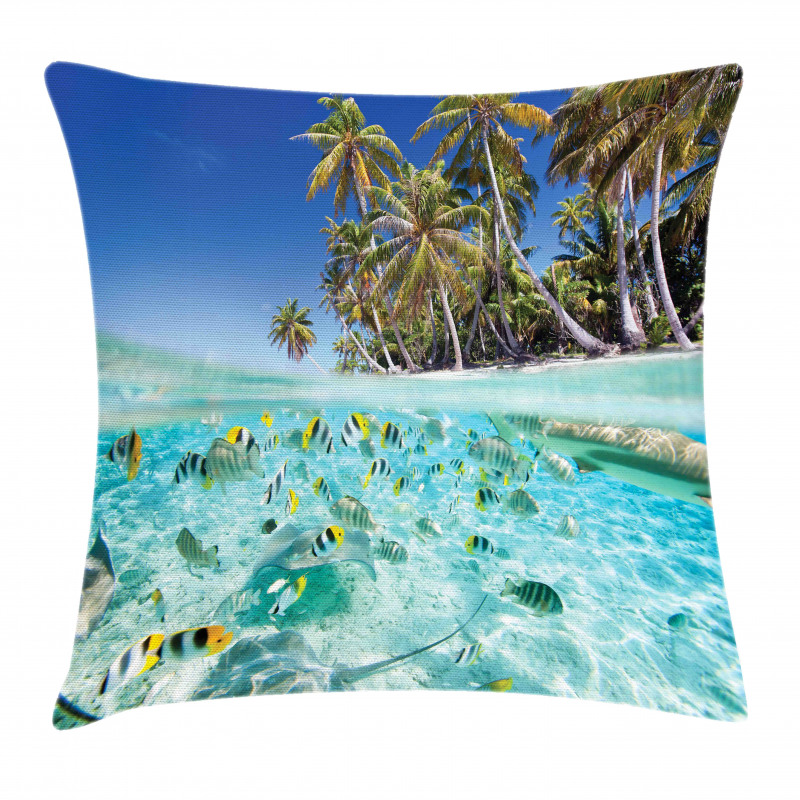 Butterflyfish Ocean Palm Pillow Cover