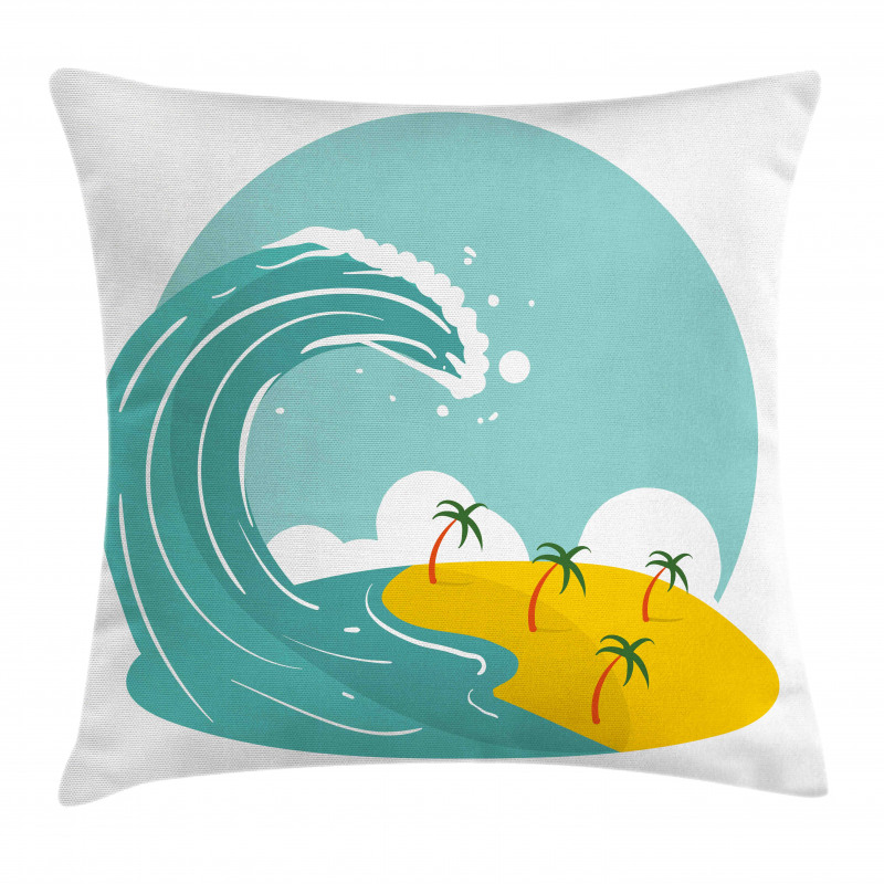 Big Wave and Palms Pillow Cover