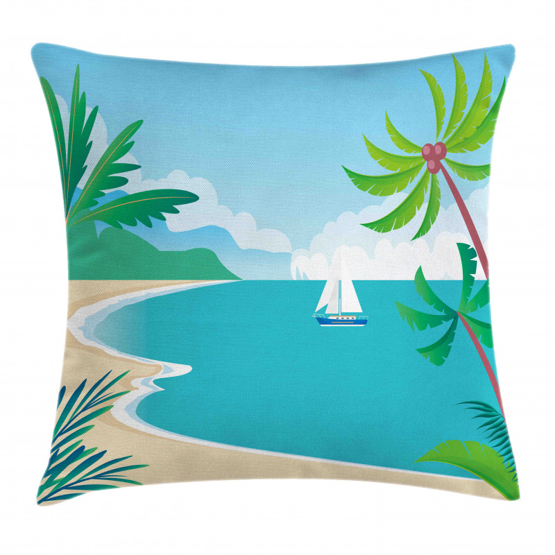 Cartoon Tropic Coast Pillow Cover