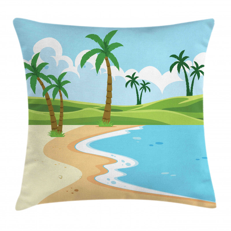 Coast with Grass Palm Pillow Cover