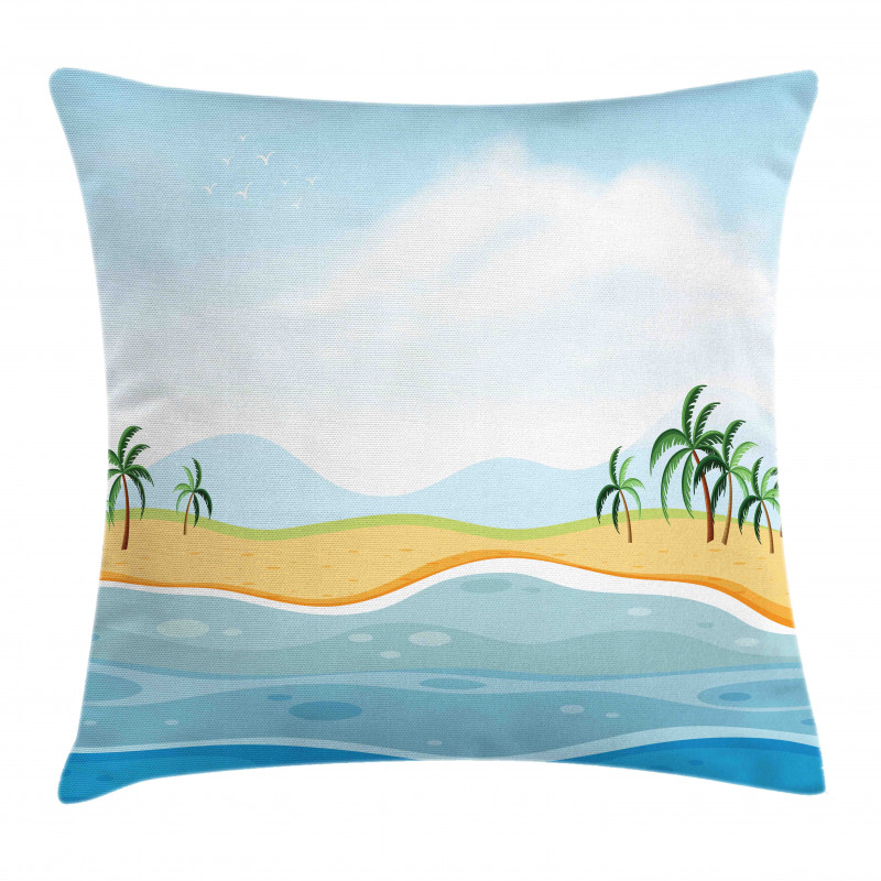 Ocean Palms Panorama Pillow Cover