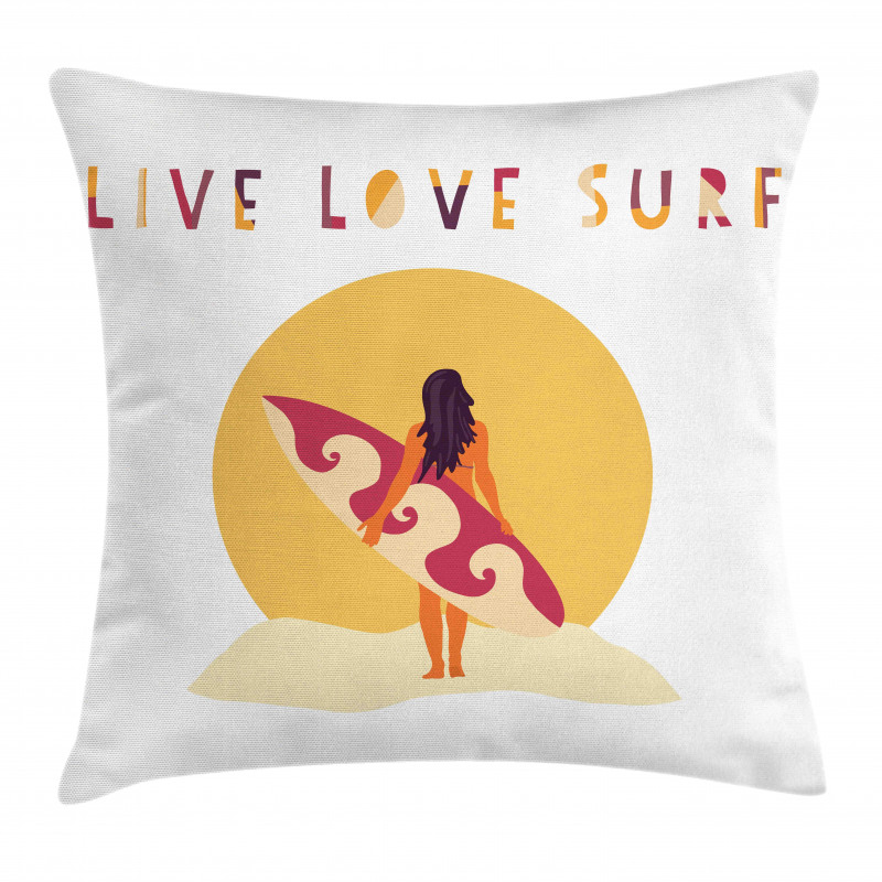 Live Love Surf Girl Pillow Cover