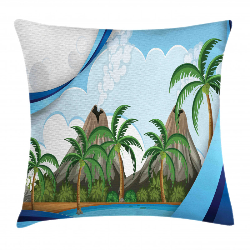 Exotic Volcano Island Pillow Cover