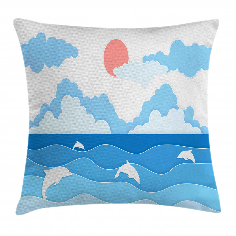 Seascape Art Dolphins Pillow Cover