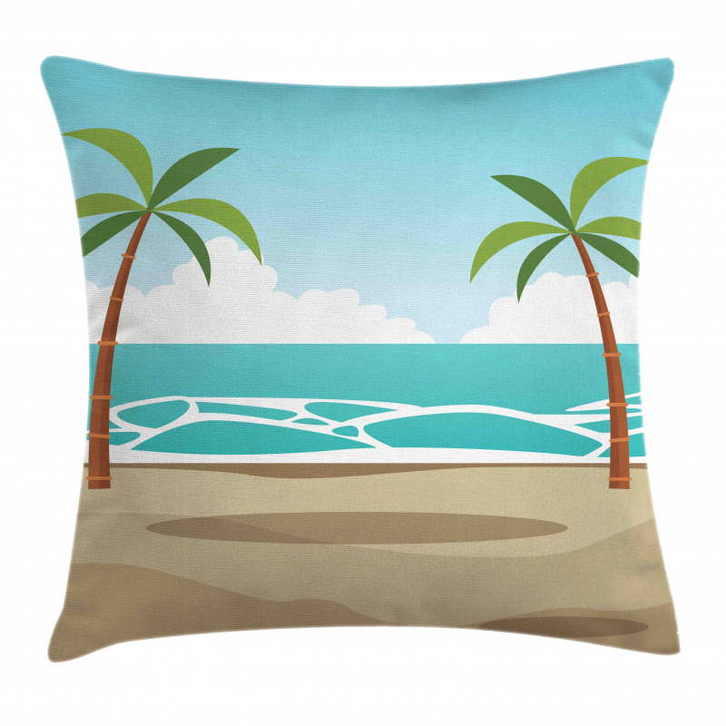 Ocean and Palm Trees Pillow Cover