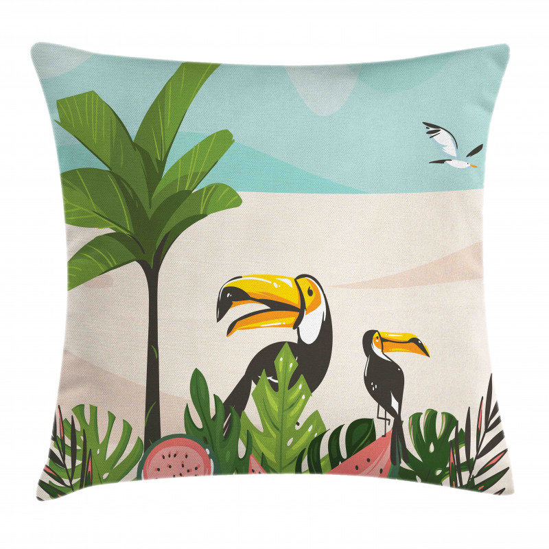 Watermelons Toucans Pillow Cover