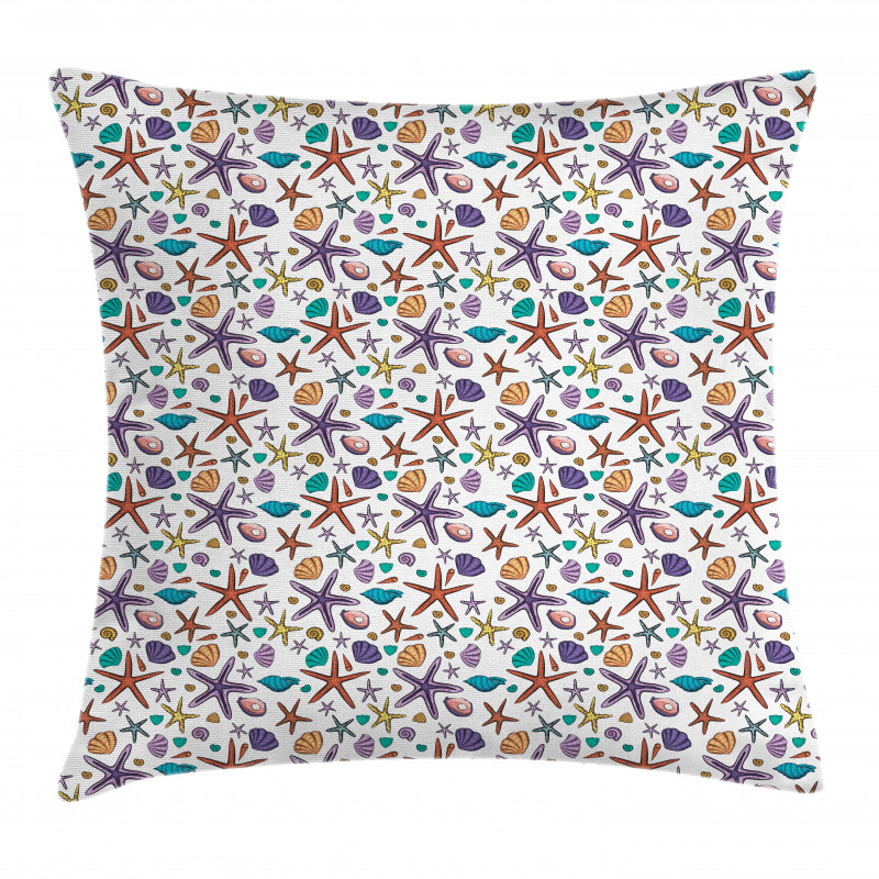 Seashells Starfishes Art Pillow Cover