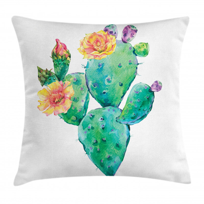 Cactus with Flowers Pillow Cover