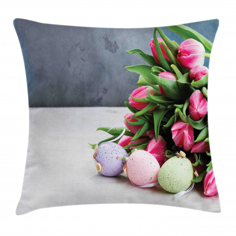 Tulips Easter Eggs Pillow Cover