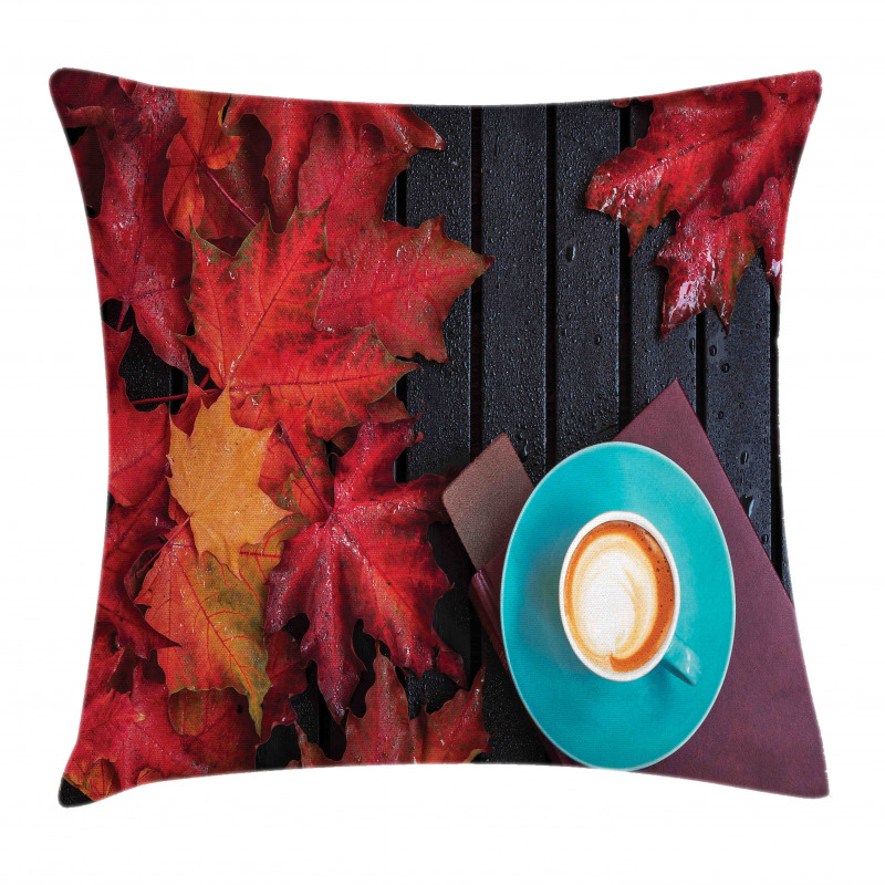 Coffee Fall Leaves Pillow Cover