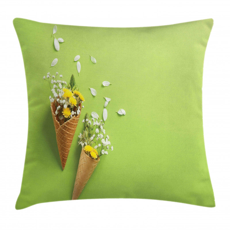 Flowers in Cones Pillow Cover