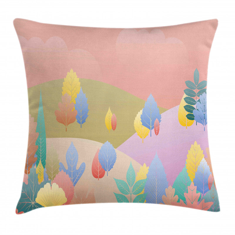 Pastel Fall Leaves Pillow Cover