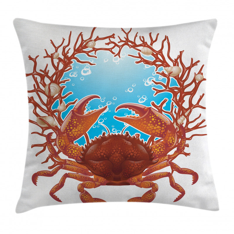 Seashells and Red Coral Pillow Cover