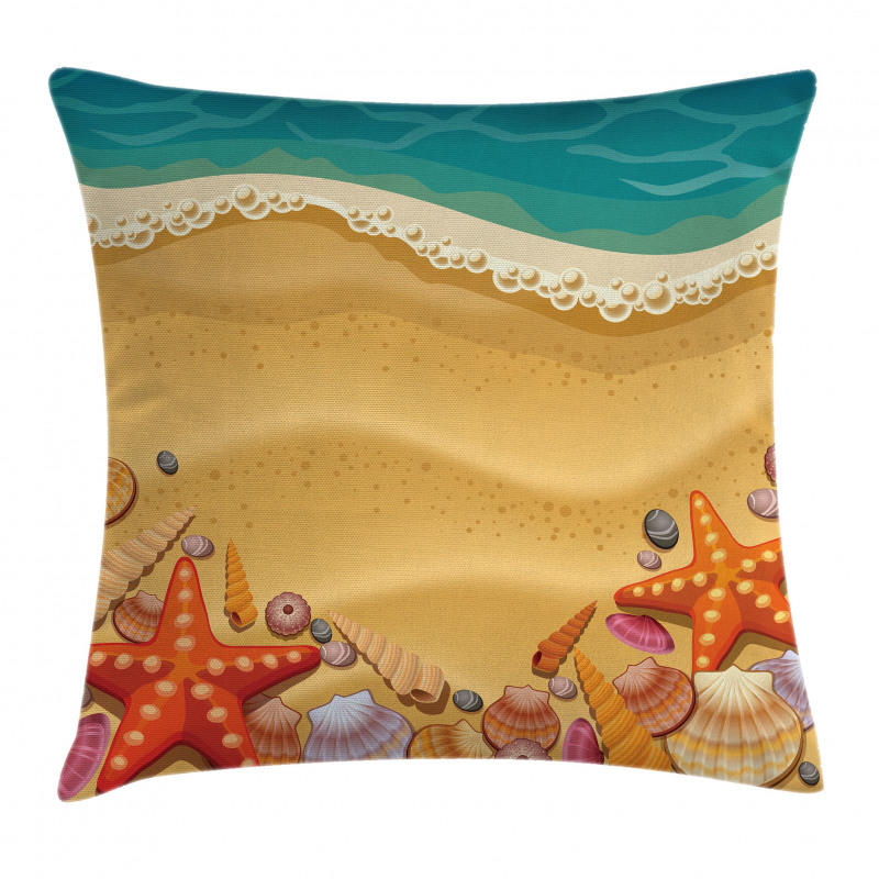 Seashell on Shore Cartoon Pillow Cover