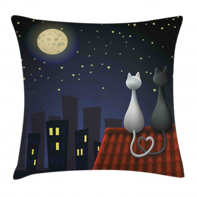 Cats on the Roof Valentines Pillow Cover