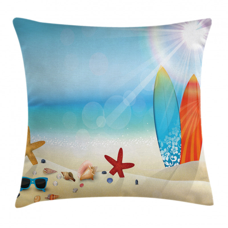 Sand Beach Surfboard Pillow Cover