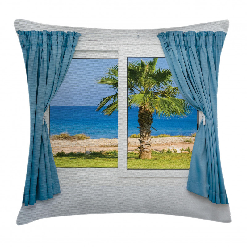 Shore Palm Tree Island Pillow Cover