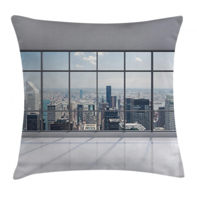 Big Window Downtown View Pillow Cover