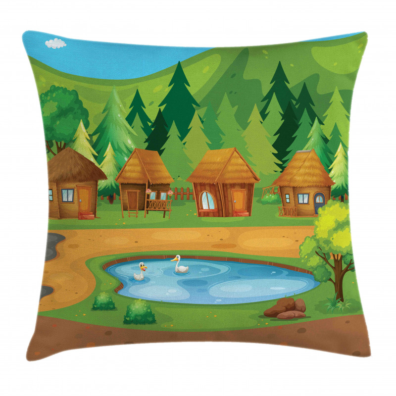 Huts Pond in Woods Pillow Cover