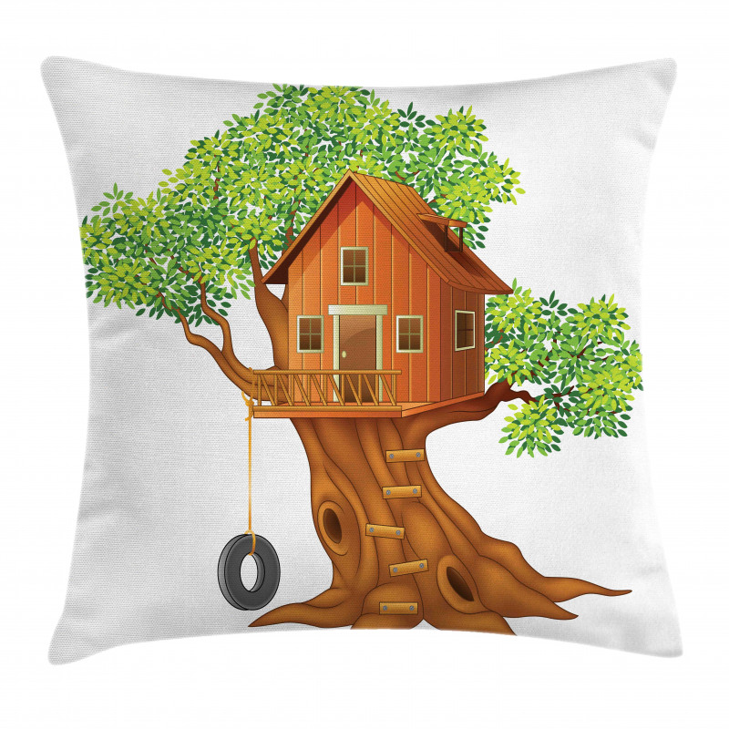 Wooden Home on Branches Pillow Cover