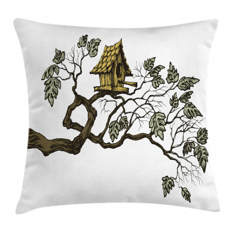 Bird Home and Branch Pillow Cover