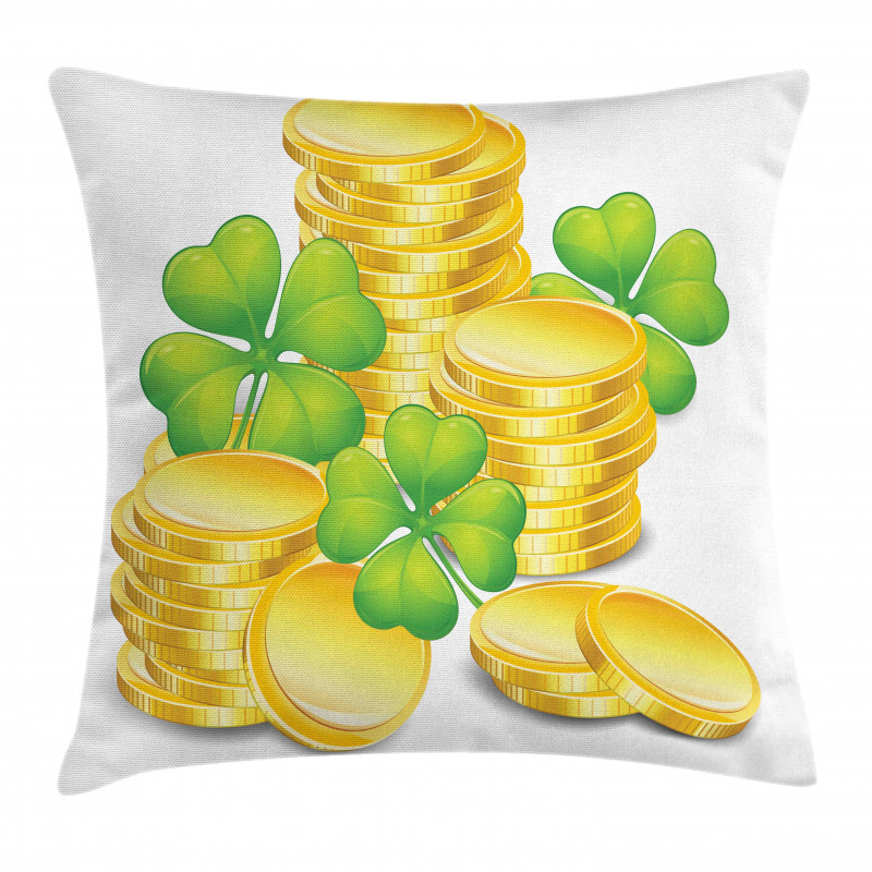 Coins and 4 Leaf Shamrock Pillow Cover