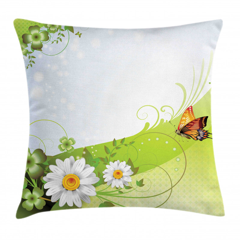 Springtime Butterfly Daisy Pillow Cover