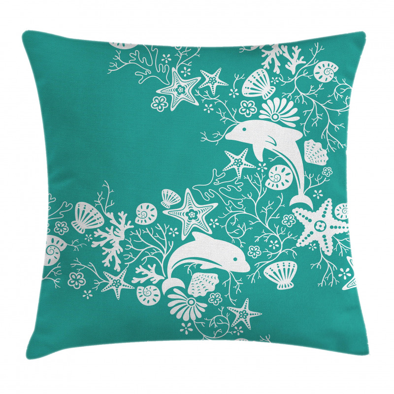 Dolphins and Flowers Pillow Cover