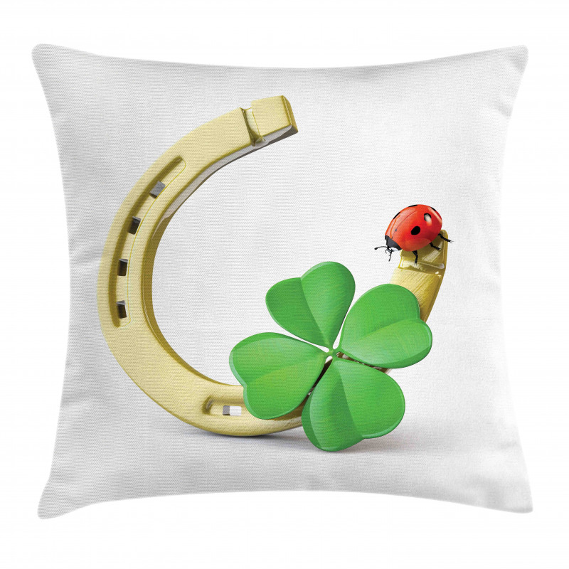 Horseshoe Ladybug Shamrock Pillow Cover