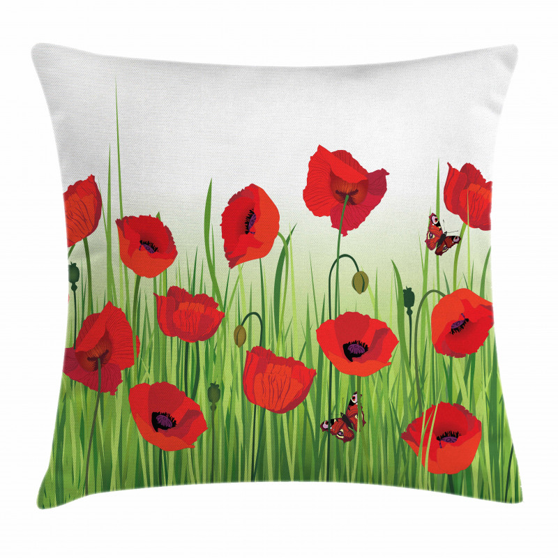 Butterfly Floral Design Pillow Cover