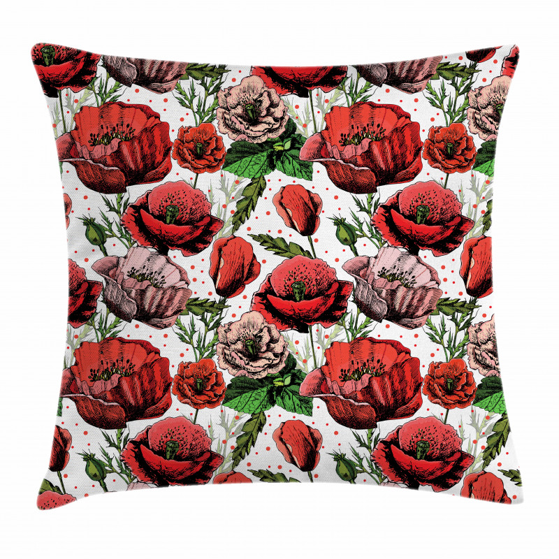 Colorful Petals Polkadots Pillow Cover