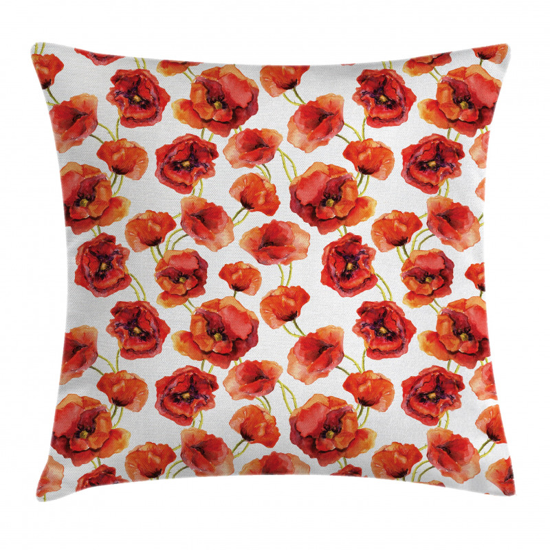 Poppies Garden Floral Pillow Cover