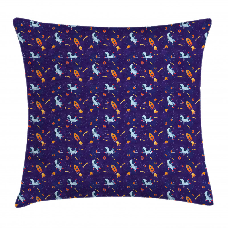 Astronauts Planets on Space Pillow Cover