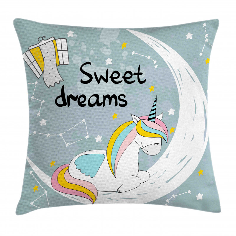 Unicorn on Crescent Pillow Cover