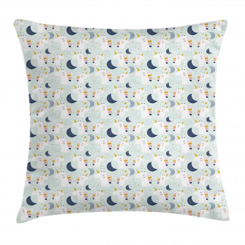 Unicorns Moon Stars Spots Pillow Cover