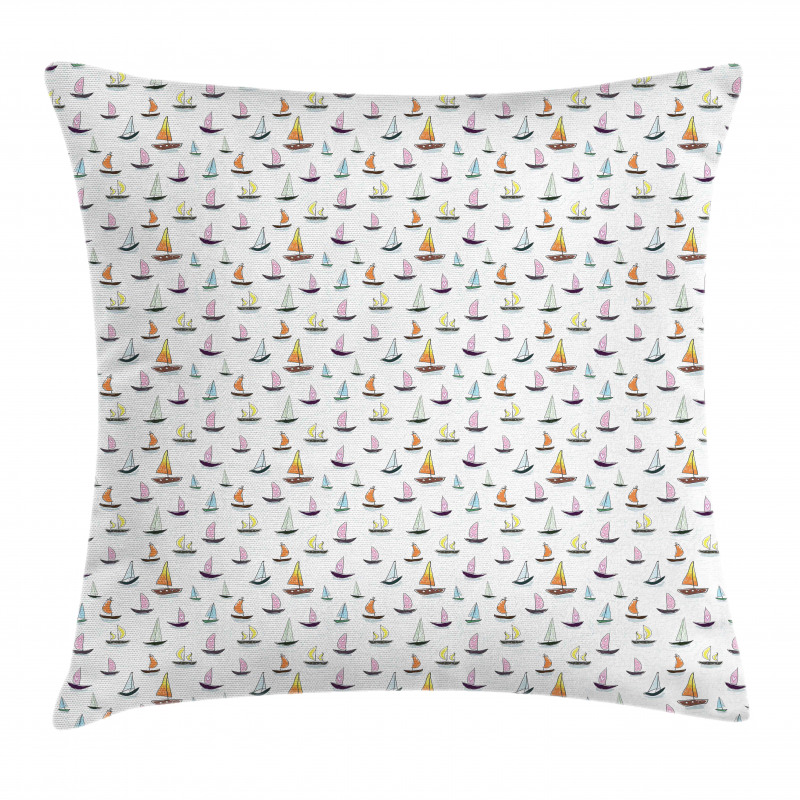 Colorful Sailboat Doodle Pillow Cover