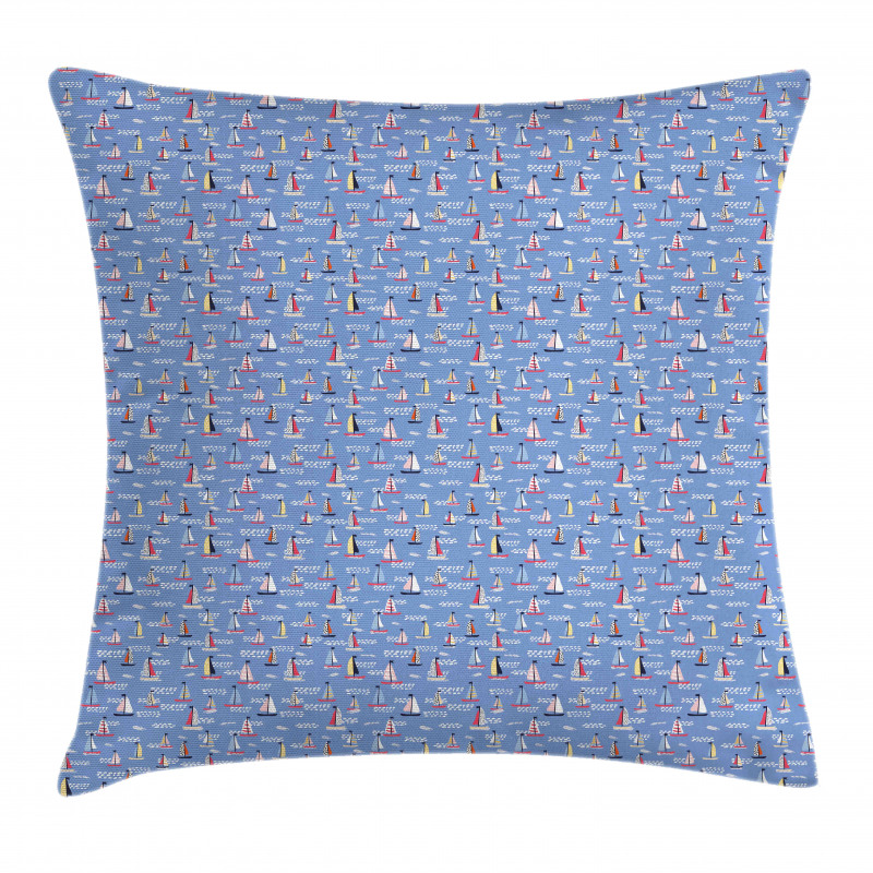 Summer Sailboats Waves Pillow Cover