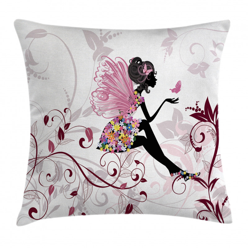 Flower Fairy Butterflies Pillow Cover