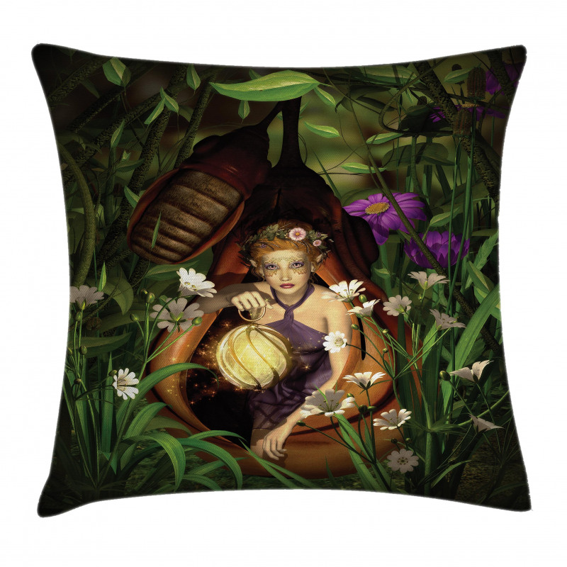 Elf with Green Lantern Pillow Cover