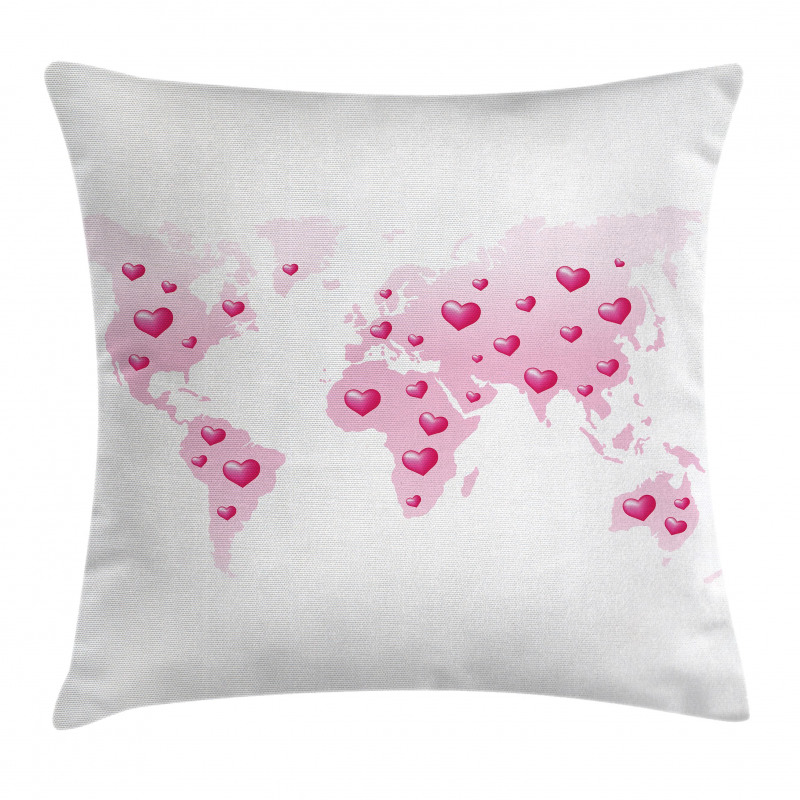 Global Dots Heart Love Pillow Cover