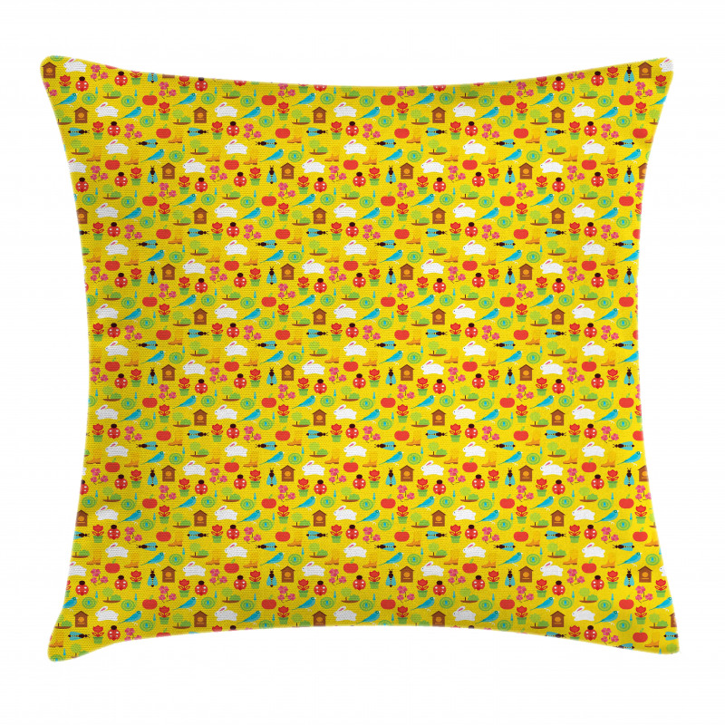 Garden Item Rabbit Flower Pillow Cover