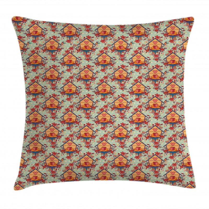 Flying Animal Nest Hearts Pillow Cover