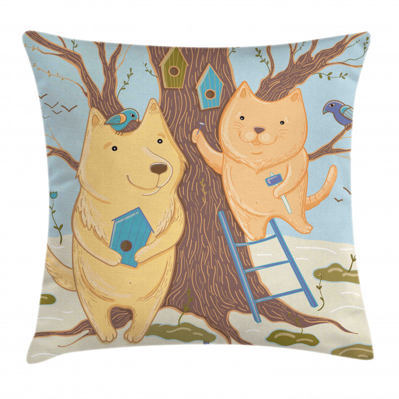 Couple Bears Tree Pillow Cover