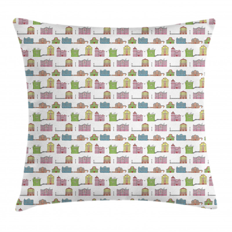 Colorful Urban Buildings Pillow Cover