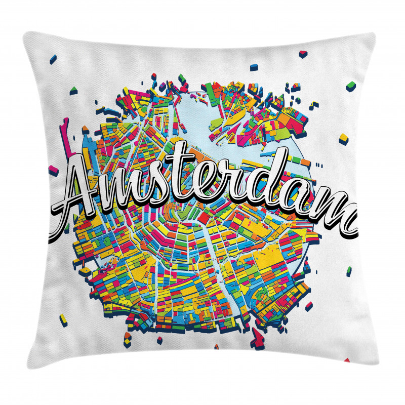 Vibrant Digital Mapping Pillow Cover