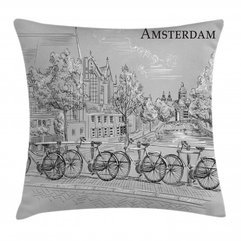 Bicycles by the Canal Pillow Cover