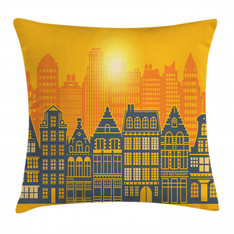 Urban Retro Architecture Pillow Cover