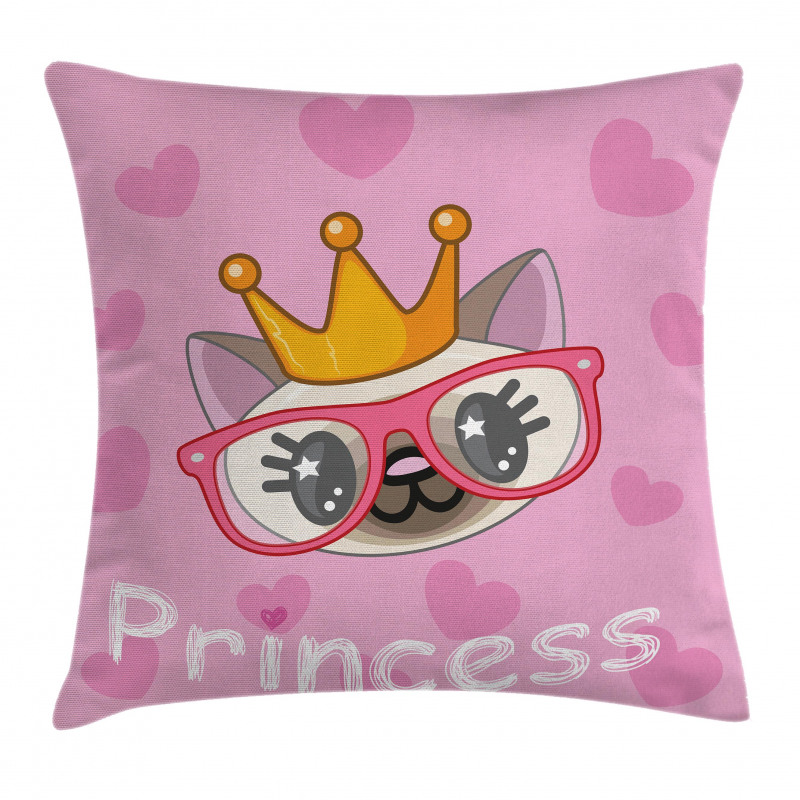 Happy Princess Cat Pillow Cover