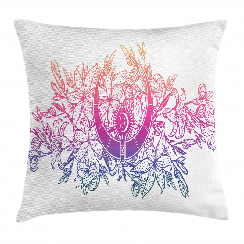 Lily Flowers and Crescent Pillow Cover