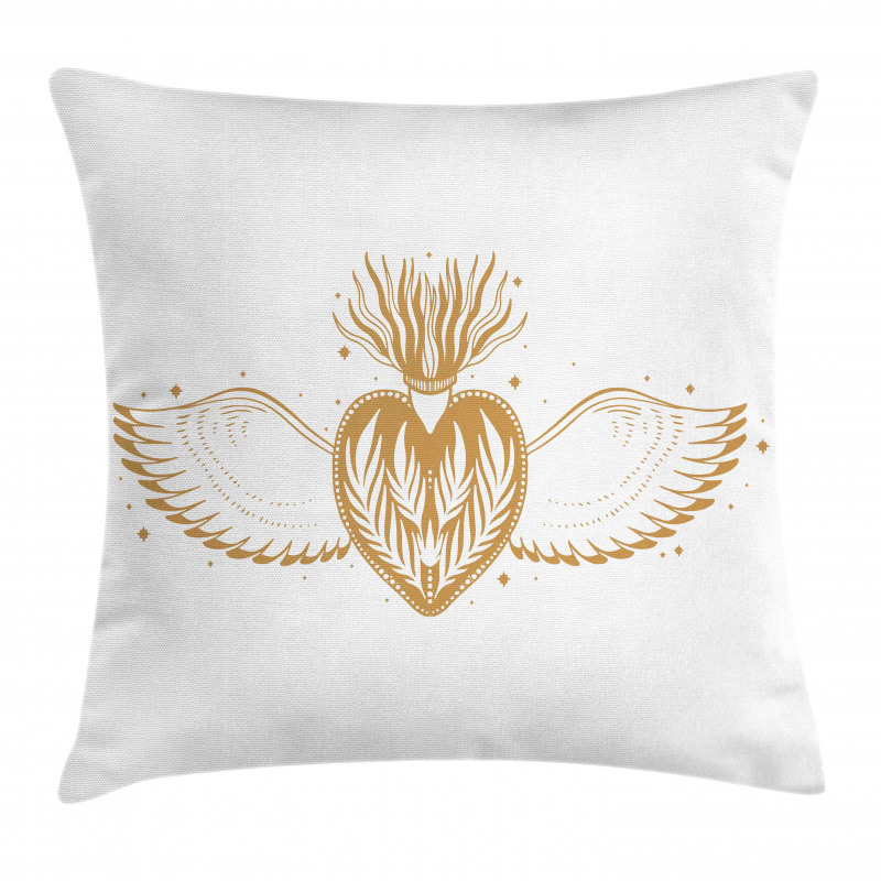 Winged Heart with Crown Pillow Cover